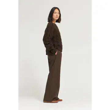 Brown Micro Gingham Pant