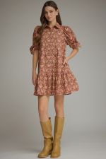 Floral Print Puff Sleeve Mini Dress