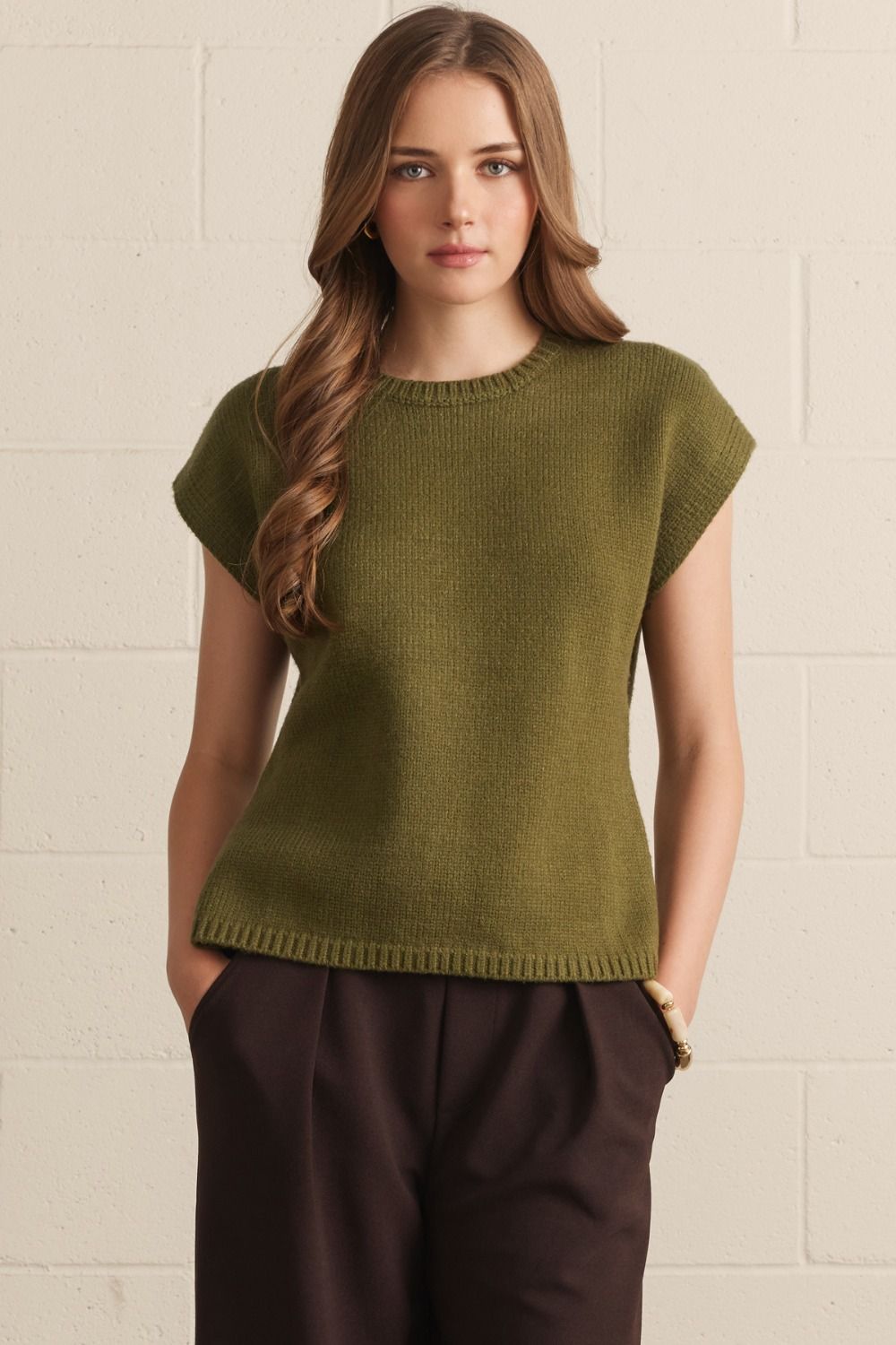 Cap Sleeve Knit Sweater