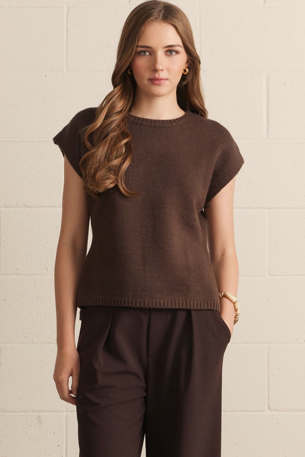 Cap Sleeve Knit Sweater
