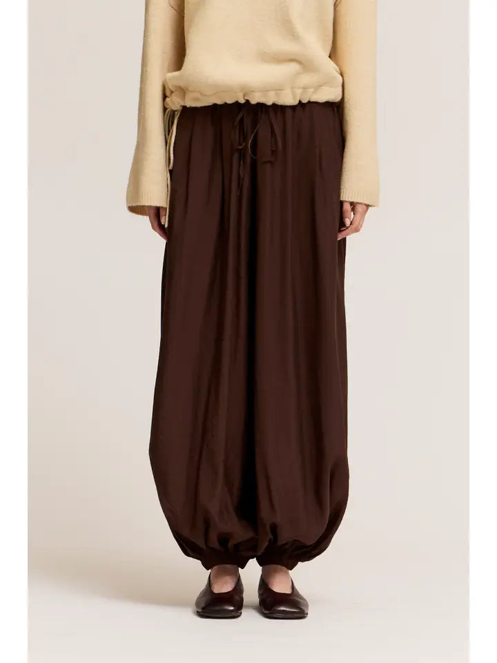 Deep Bark Satin Harem Pants