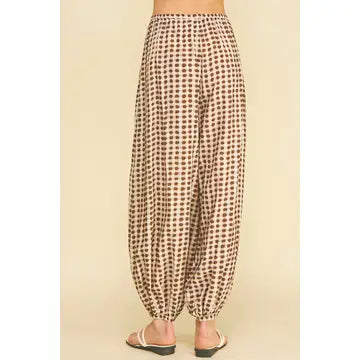 Harem Mocha Dot Print Pants