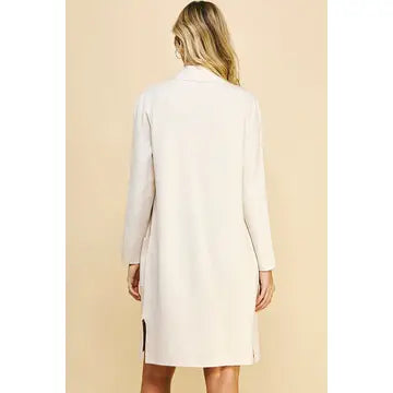 Cream Sweater Cardigan w/Pockets