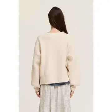 Cream Oversized Ribbed Sweater