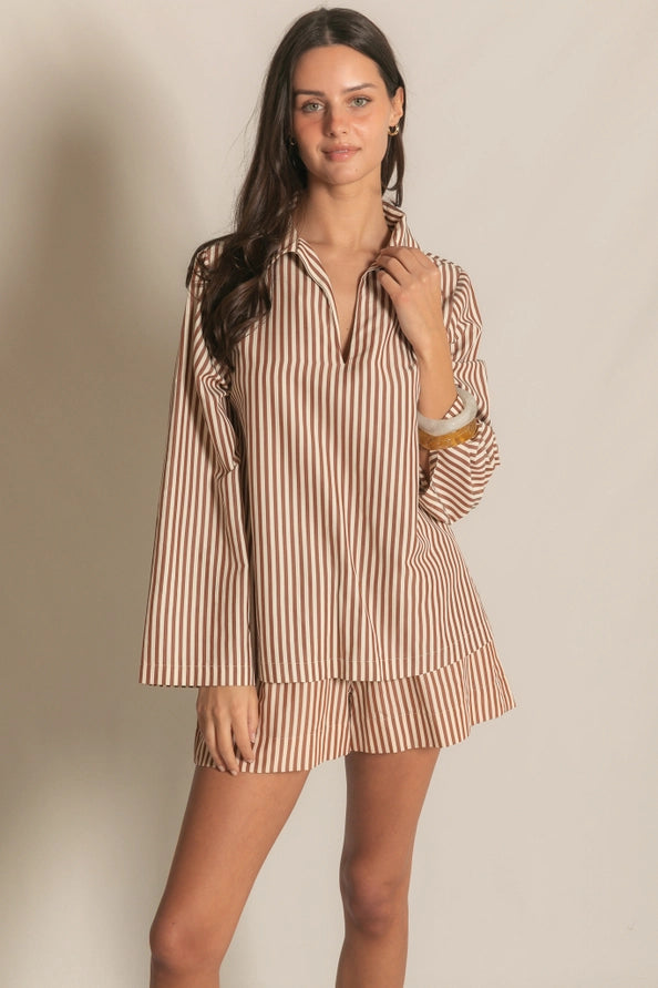 Striped Poplin Top