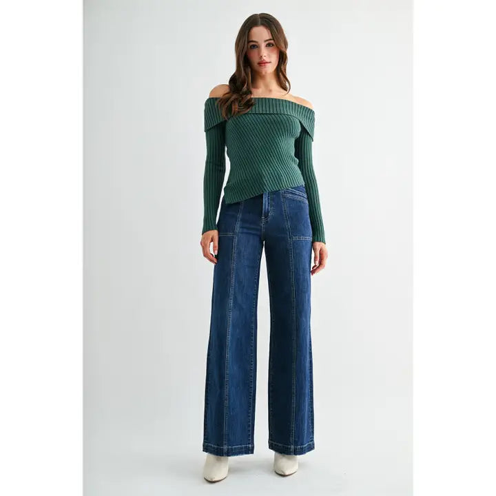 High Rise Wide Seams Trouser Hem MICA Jeans