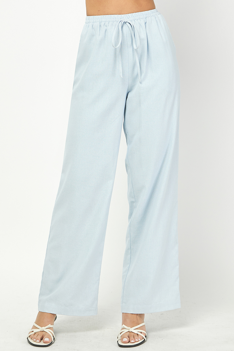 Blue Linen Vest Set